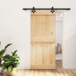 Ușă glisantă cu set feronerie, 90x210 cm, lemn masiv de pin GartenMobel Dekor