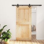 Ușă glisantă cu set de feronerie 95x210 cm, lemn masiv de pin GartenMobel Dekor