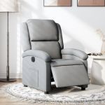 Fotoliu rabatabil electric, gri deschis, textil GartenMobel Dekor