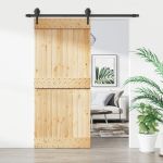 Ușă glisantă cu set feronerie, 90x210 cm, lemn masiv de pin GartenMobel Dekor
