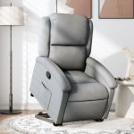 Fotoliu rabatabil cu ridicare, gri deschis, material textil GartenMobel Dekor