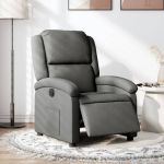 Fotoliu rabatabil electric, gri închis, material textil GartenMobel Dekor