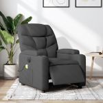 Fotoliu electric de masaj rabatabil, gri închis, textil GartenMobel Dekor