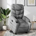 Fotoliu rabatabil cu ridicare, gri deschis, material textil GartenMobel Dekor