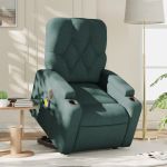 Fotoliu electric masaj rabatabil / ridicare verde închis textil GartenMobel Dekor