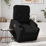 Fotoliu rabatabil electric cu ridicare, negru, piele ecologică GartenMobel Dekor