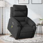 Fotoliu electric de masaj rabatabil cu ridicare, negru, textil GartenMobel Dekor