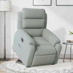 Fotoliu electric rabatabil cu ridicare, gri deschis, catifea GartenMobel Dekor