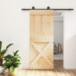 Ușă glisantă cu set de feronerie 85x210 cm, lemn masiv de pin GartenMobel Dekor