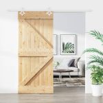 Ușă glisantă cu set feronerie, 90x210 cm, lemn masiv de pin GartenMobel Dekor