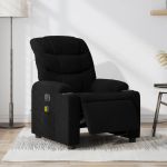 Fotoliu electric de masaj rabatabil, negru, textil GartenMobel Dekor