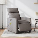 Fotoliu electric de masaj rabatabil, gri taupe, textil GartenMobel Dekor