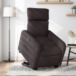 Fotoliu electric rabatabil cu ridicare, maro închis, textil GartenMobel Dekor