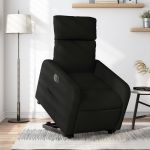Fotoliu electric rabatabil cu ridicare, negru, textil GartenMobel Dekor