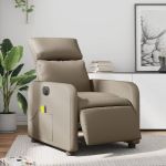 Fotoliu electric masaj rabatabil, cappuccino, piele ecologică GartenMobel Dekor