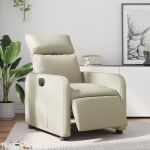 Fotoliu rabatabil electric, crem, piele ecologică GartenMobel Dekor