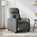 Fotoliu rabatabil electric, gri închis, material textil GartenMobel Dekor