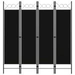 Paravan de cameră cu 4 panouri, negru, 160 x 180 cm GartenMobel Dekor