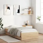 Cadru de pat cu sertare stejar sonoma 100x200 cm lemn prelucrat GartenMobel Dekor