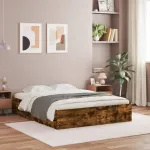 Cadru pat cu sertare stejar fumuriu 140x200 cm lemn prelucrat GartenMobel Dekor