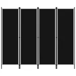 Paravan de cameră cu 4 panouri, negru, 200 x 180 cm    GartenMobel Dekor
