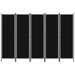 Paravan de cameră cu 5 panouri, negru, 250 x 180 cm GartenMobel Dekor