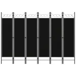 Paravan de cameră cu 6 panouri, negru, 240 x 180 cm GartenMobel Dekor