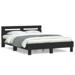 Cadru de pat cu tăblie, negru, 140x190 cm, lemn prelucrat GartenMobel Dekor