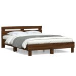 Cadru de pat cu tăblie, stejar maro, 140x190 cm, lemn prelucrat GartenMobel Dekor