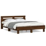 Cadru de pat cu tăblie, stejar maro, 150x200 cm, lemn prelucrat GartenMobel Dekor