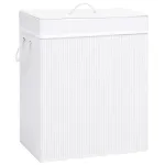 Coș de rufe din bambus cu 2 secțiuni, alb, 100 L GartenMobel Dekor