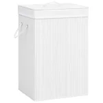 Coș de rufe din bambus cu 2 secțiuni, alb, 72 L GartenMobel Dekor