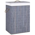 Coș de rufe din bambus cu 2 secțiuni, gri, 72 L GartenMobel Dekor