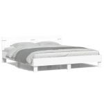 Cadru de pat cu tăblie și LED, alb, 200x200 cm GartenMobel Dekor