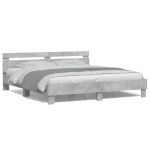 Cadru de pat cu tăblie și LED, gri beton, 160x200 cm GartenMobel Dekor