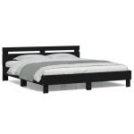 Cadru de pat cu tăblie și LED, negru, 160x200 cm GartenMobel Dekor