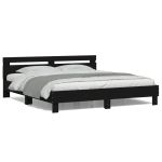 Cadru de pat cu tăblie și LED, negru, 200x200 cm GartenMobel Dekor