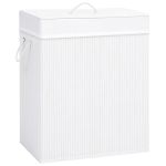 Coș de rufe din bambus cu o secțiune, alb, 83 L GartenMobel Dekor