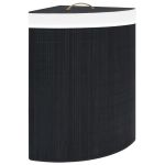 Coș de rufe din bambus de colț, negru, 60 L GartenMobel Dekor