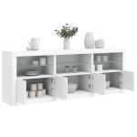 Servantă cu lumini LED, alb, 181,5x37x67 cm GartenMobel Dekor