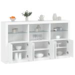 Servantă cu lumini LED, alb, 181,5x37x100 cm GartenMobel Dekor