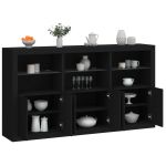 Servantă cu lumini LED, negru, 181,5x37x100 cm GartenMobel Dekor