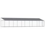 Cușcă câini cu acoperiș și ușă, gri, 10x2x2 m, oțel galvanizat GartenMobel Dekor