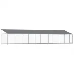 Cușcă câini cu acoperiș și ușă, gri, 10x2x2 m, oțel galvanizat GartenMobel Dekor