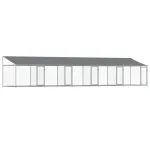 Cușcă câini cu acoperiș și uși, gri, 10x2x2 m, oțel galvanizat GartenMobel Dekor