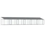 Cușcă câini cu acoperiș și uși, gri, 12x2x2 m, oțel galvanizat GartenMobel Dekor