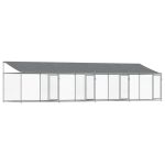 Cușcă câini cu acoperiș și uși, gri, 8x2x2 m, oțel galvanizat GartenMobel Dekor