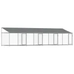 Cușcă câini cu acoperiș și uși, gri, 8x2x2 m, oțel galvanizat GartenMobel Dekor