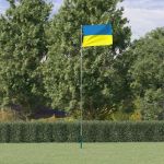 Steag Ucraina cu stâlp din aluminiu, 5,55 m GartenMobel Dekor