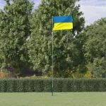 Steag Ucraina cu stâlp din aluminiu, 5,55 m GartenMobel Dekor